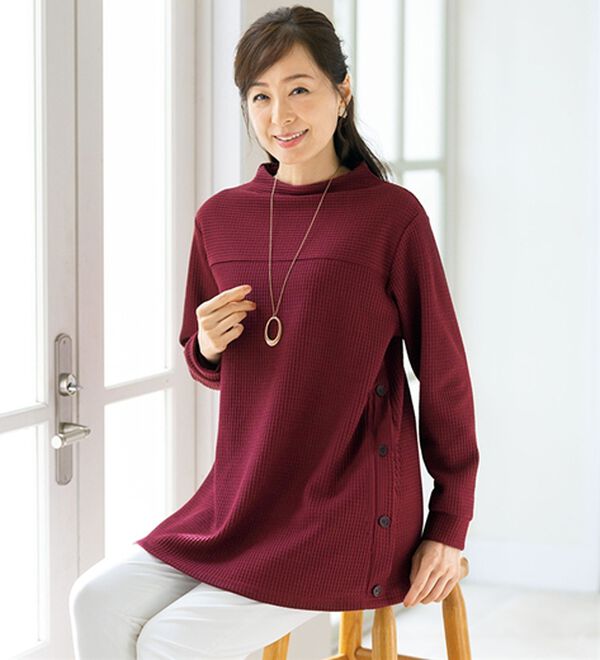 ルフラン（ルフラン）の「【４色組】ｆｕｗａ・Ｒｅ　格子ジャカード釦使いチュニック（チュニック）」｜詳細画像