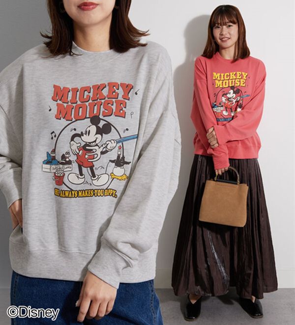 BELLUNA（ベルーナ）の「＜Ｄｉｓｎｅｙ＞【ミッキー】プリント裏毛ゆったりトレーナー（トレーナー・スウェット）」｜詳細画像