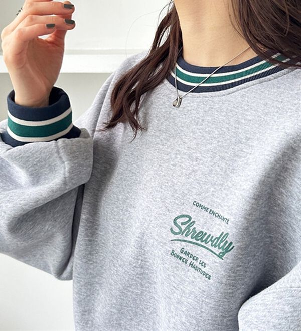 GeeRA（ジーラ）の「ラインリブエンブロイダリー裏起毛スウェット（カットソー）」｜詳細画像