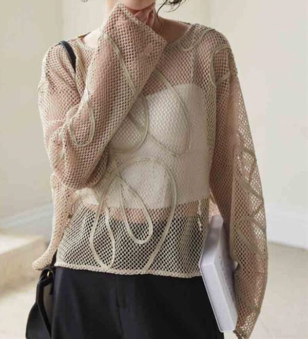 RANAN（ラナン）の「コード刺繍シアーメッシュTシャツ（カットソー）」｜詳細画像