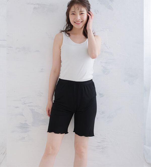 A HAPPY MARILYN（アハッピーマリリン）の「【３Ｌ～８Ｌ】＜選べる丈＞なめらかシルクタッチぺチパンツ（肌着・インナーウェア）」｜詳細画像
