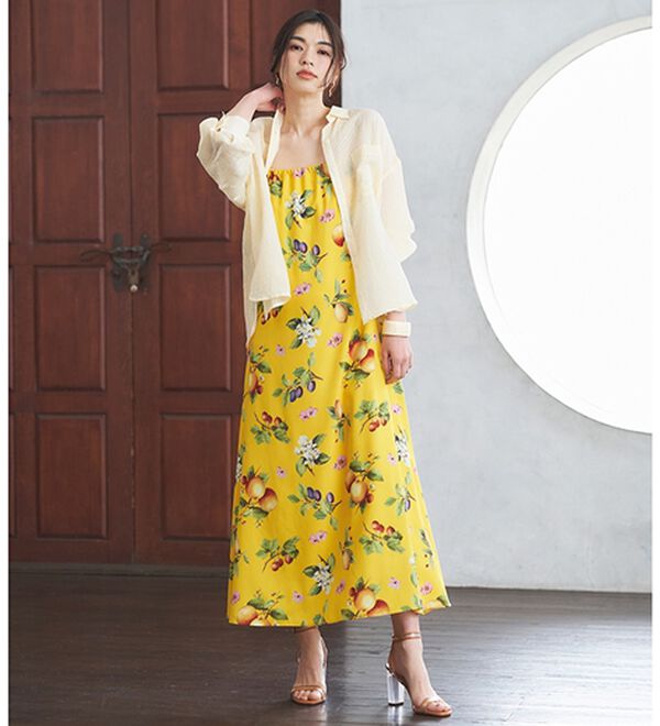 RANAN（ラナン）の「トロピカルプリントギャザーキャミワンピ（プリントワンピース）」｜詳細画像