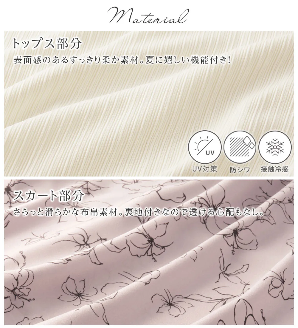 楽キレイ異素材ドッキングワンピース
