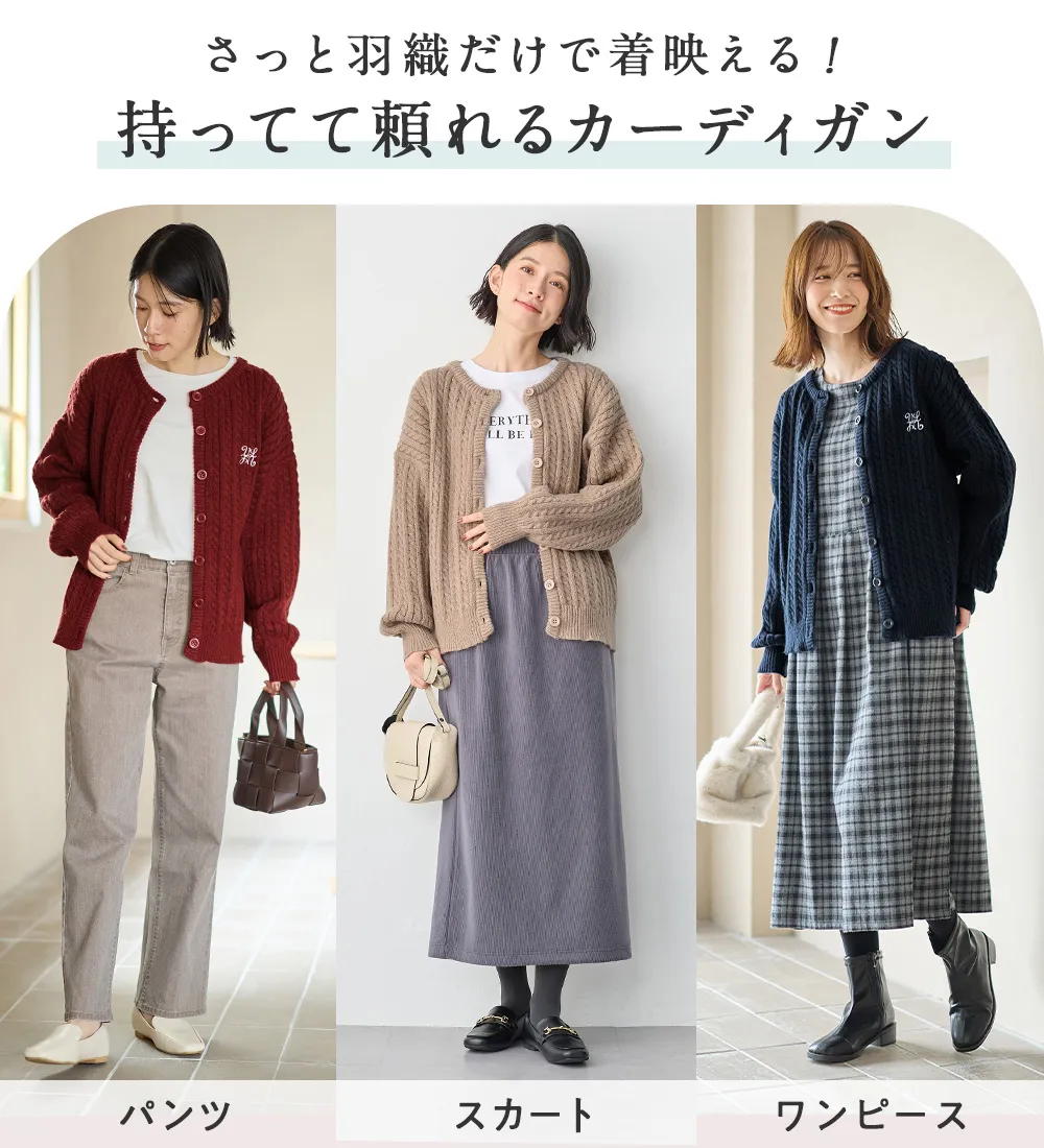 【新作早割】ミニケーブル柄ゆるカーディガン
