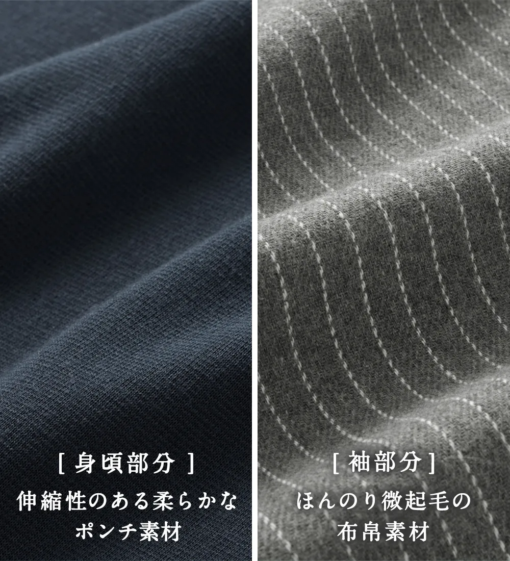 【新作早割】なめらかポンチ　袖切替ドッキングワンピース